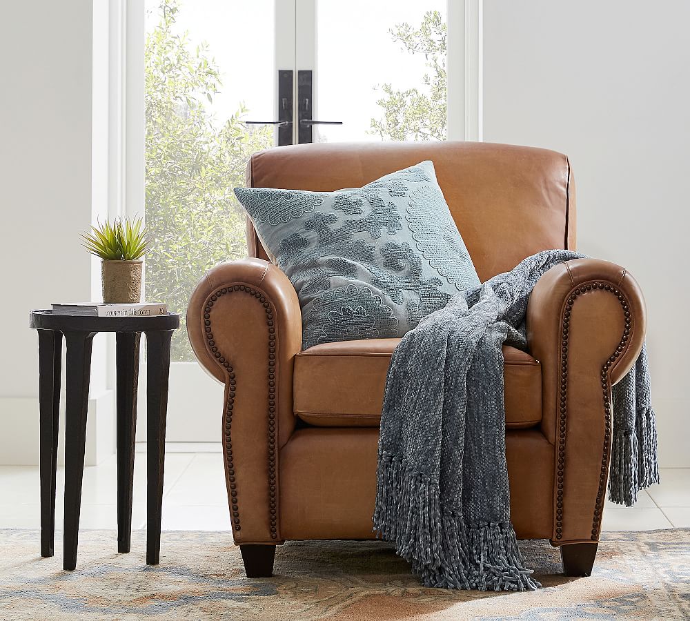 Pottery Barn Manhattan Roll Arm Leather Chair