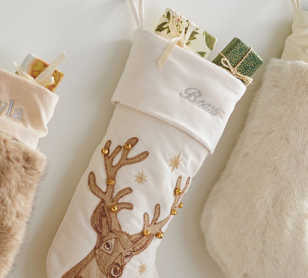 Pottery Barn Embellished Velvet Stockings