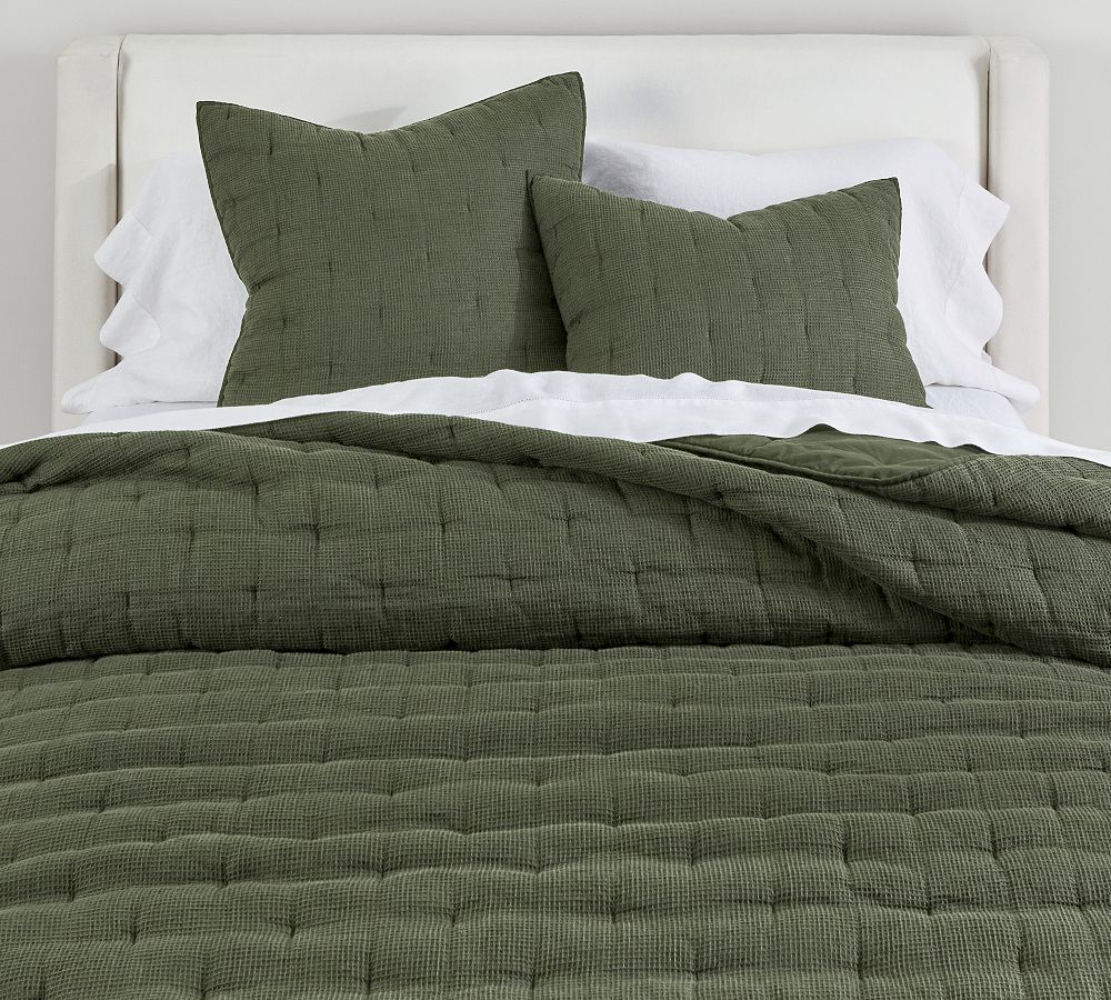 Pottery Barn European Flax Linen Waffle Quilt