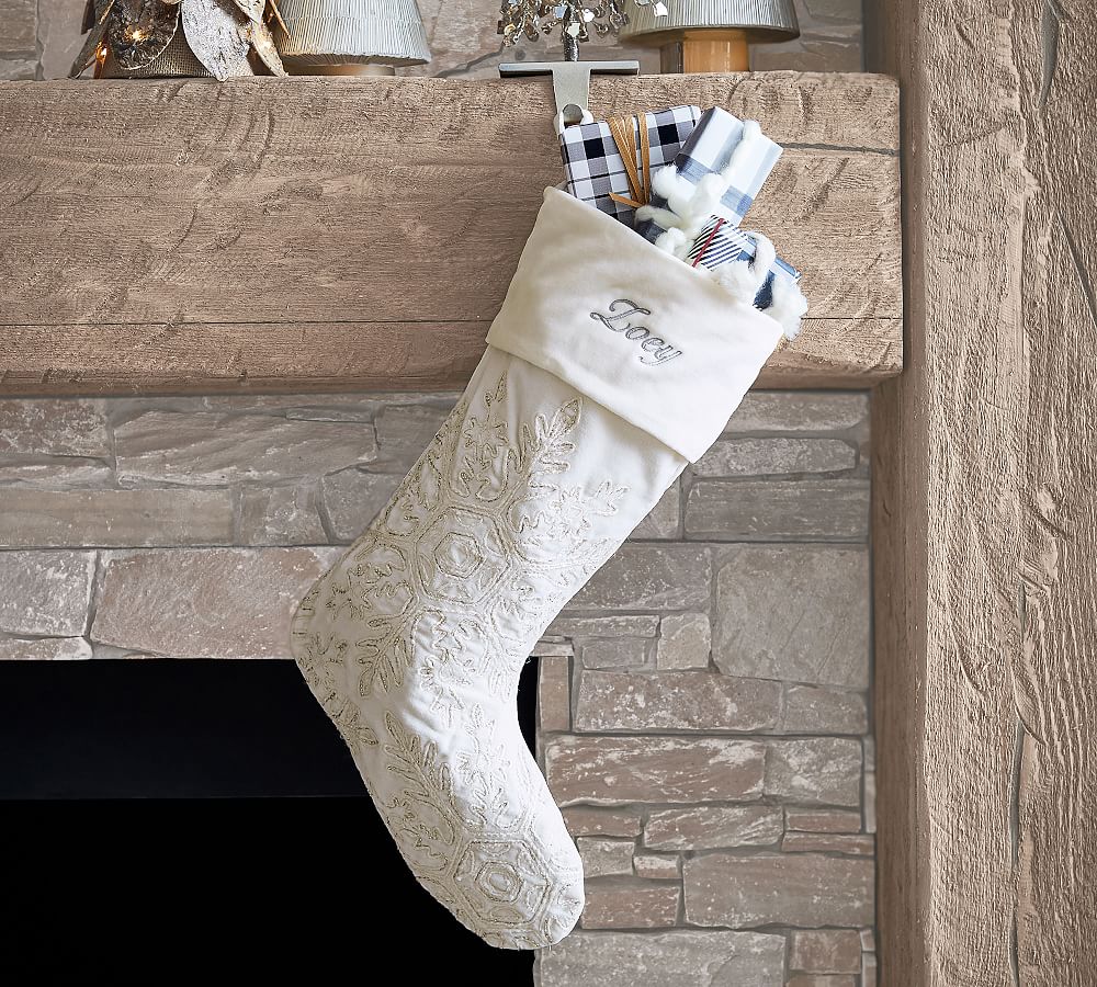 Pottery Barn Embellished Velvet Stockings