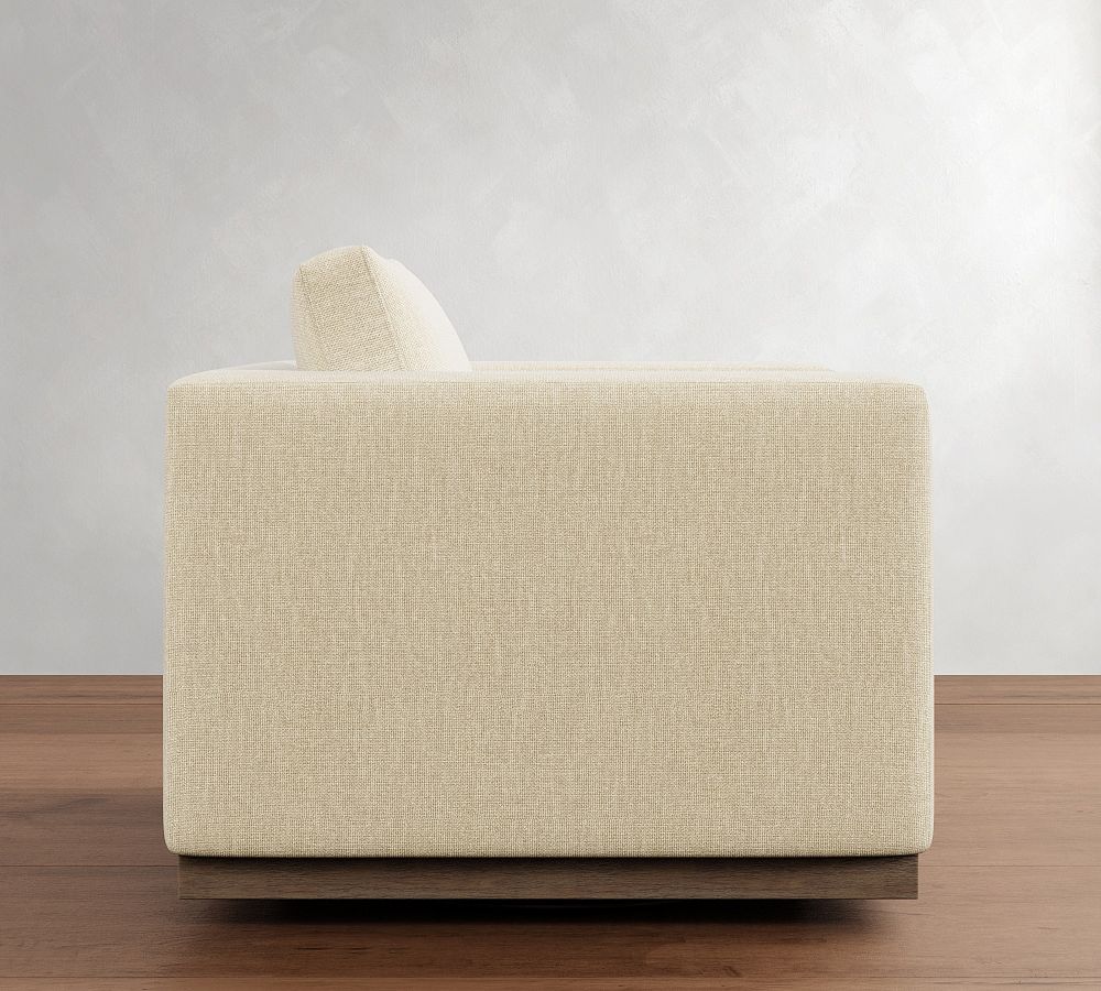 Pottery Barn Carmel Slim Arm Wood Base Swivel Chair