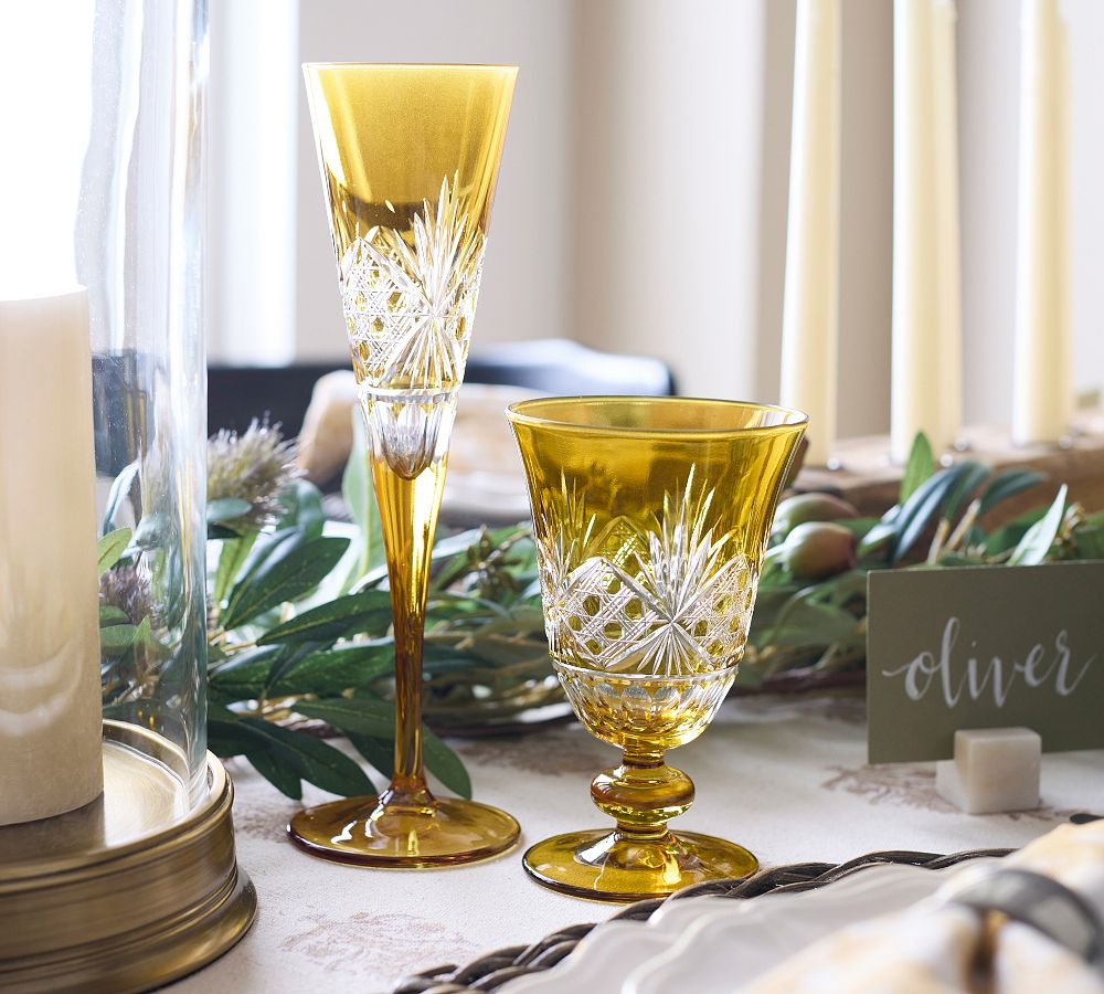 Pottery Barn Antique Cut Champagne Flutes