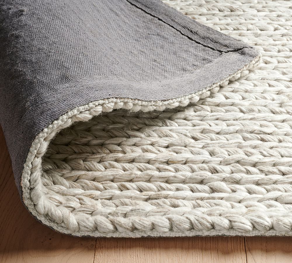 Pottery Barn Chunky Knit Sweater Handwoven Rug