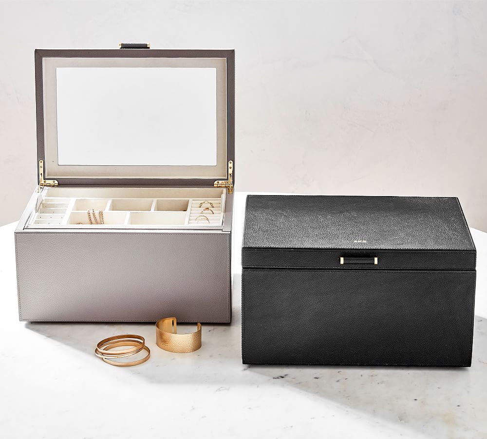 Pottery Barn Quinn Leather Jewelry Storage Collection - Foil Debossed