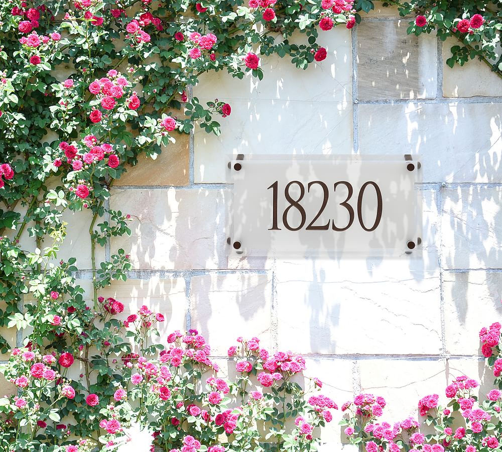 Pottery Barn Frosted Beveled Crystal trajan Engraved Address Sign