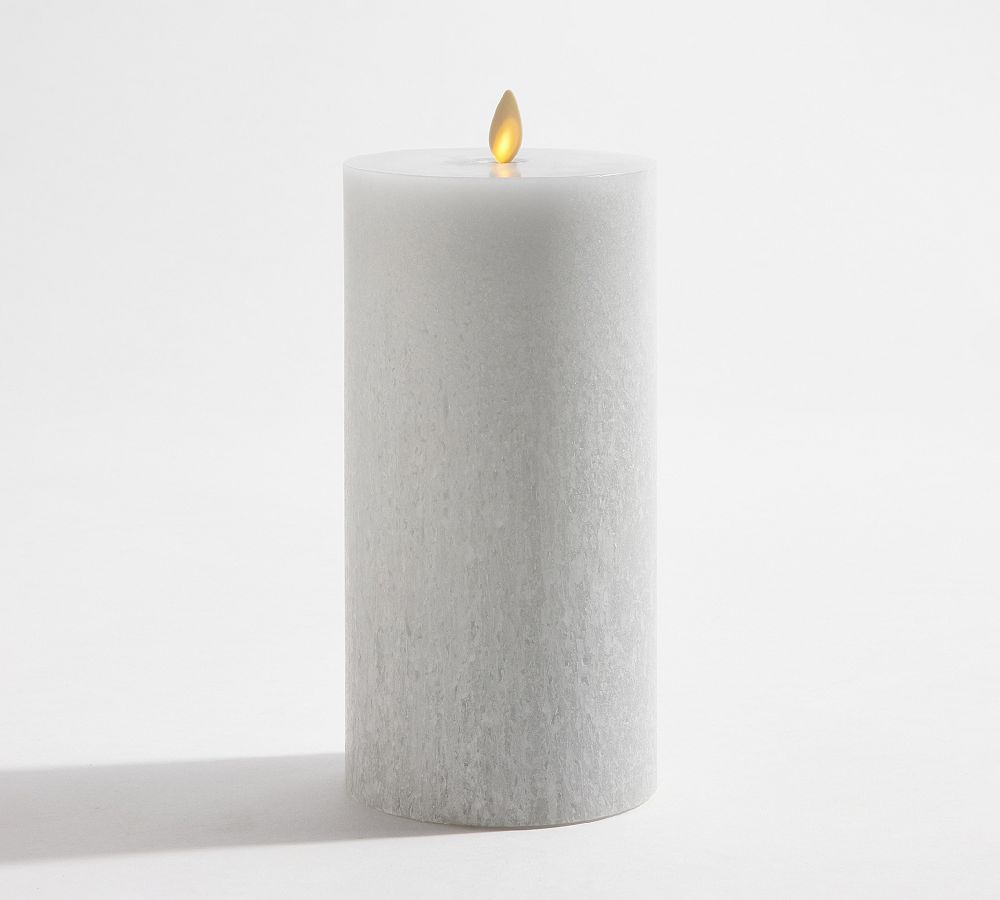 Pottery Barn Premium Flickering Flameless Wax Pillar Candle - Salt Washed