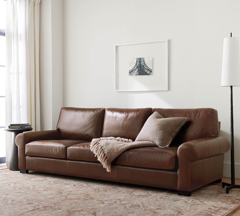 Pottery Barn Turner Roll Arm Leather Sofa (69"&ndash;109")