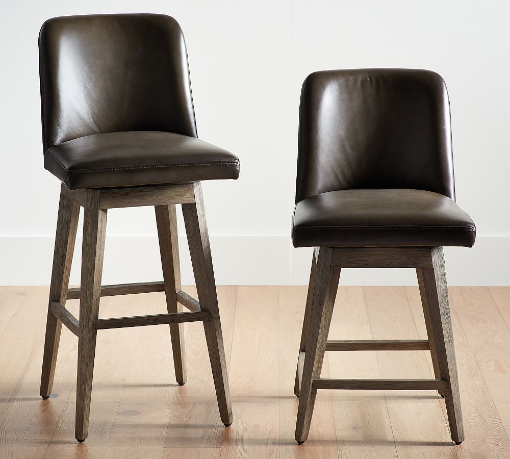 Pottery Barn Layton Leather Swivel Stool