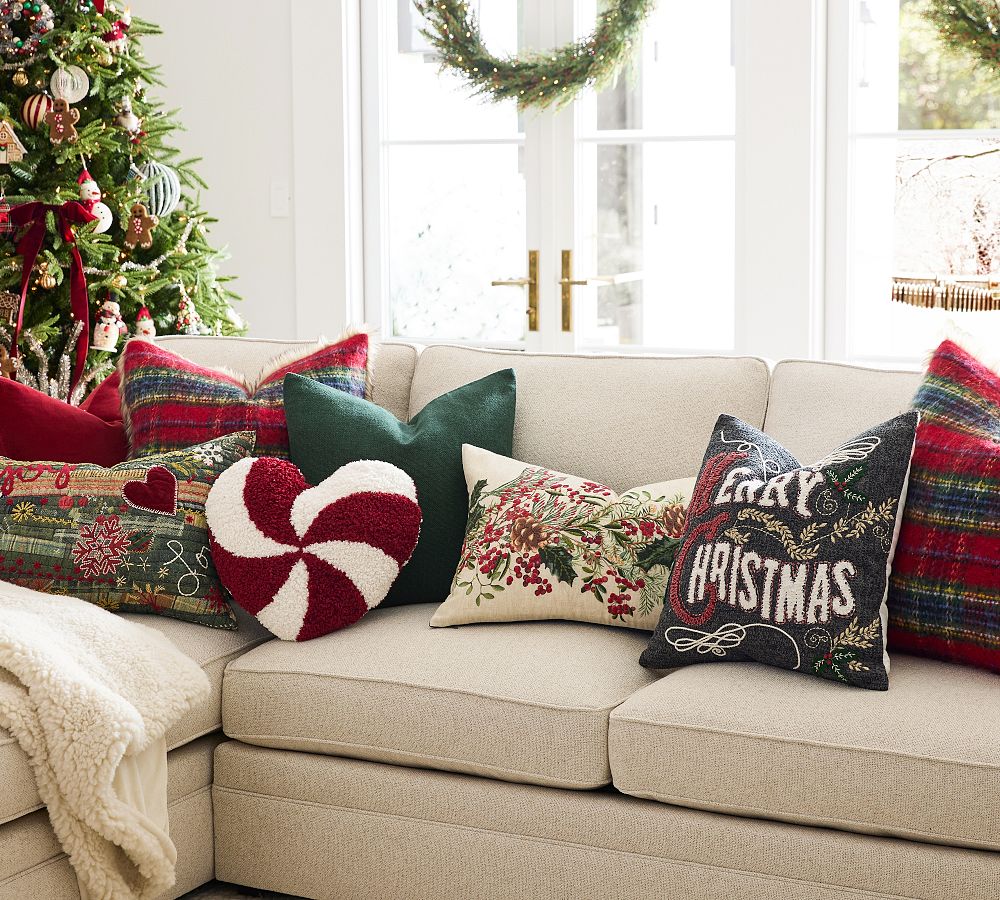 Pottery Barn Stewart Plaid with Faux Fur Back Pillow