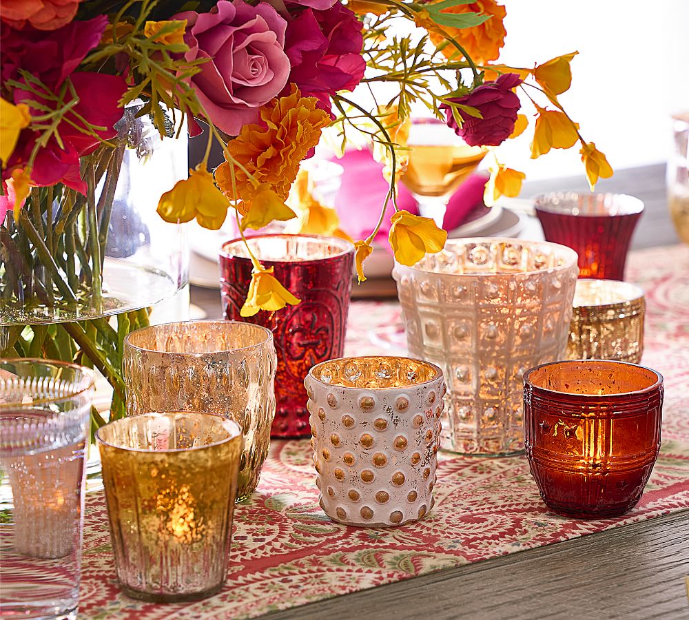 Pottery Barn Eclectic Mercury Glass Votive Holders, Set of 6
