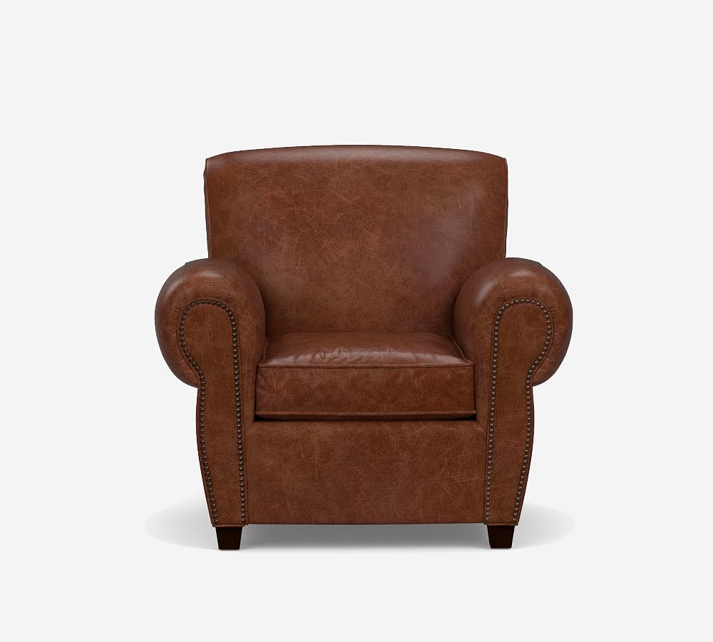 Pottery Barn Manhattan Roll Arm Leather Chair