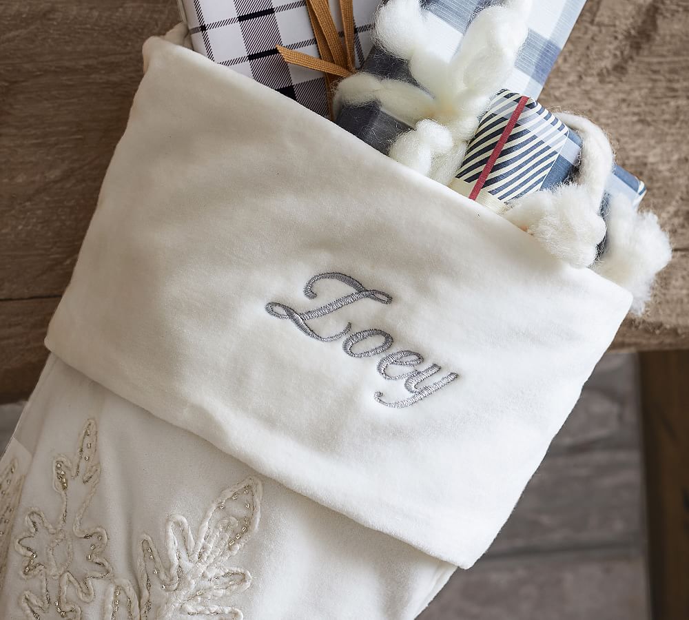 Pottery Barn Embellished Velvet Stockings
