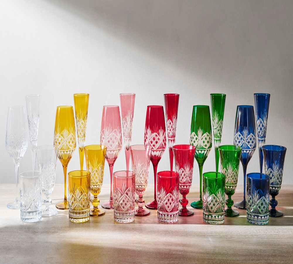 Pottery Barn Antique Cut Champagne Flutes