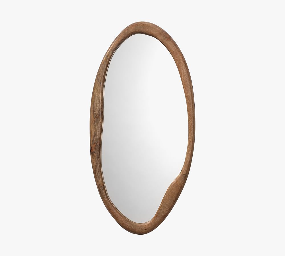 Pottery Barn Alora Natural Wooden Oval Wall Mirror