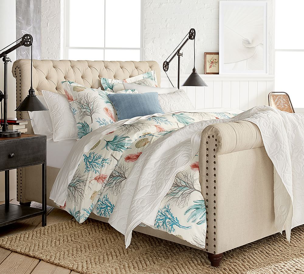 Pottery Barn Chesterfield Tufted Upholstered Bed with Footboard