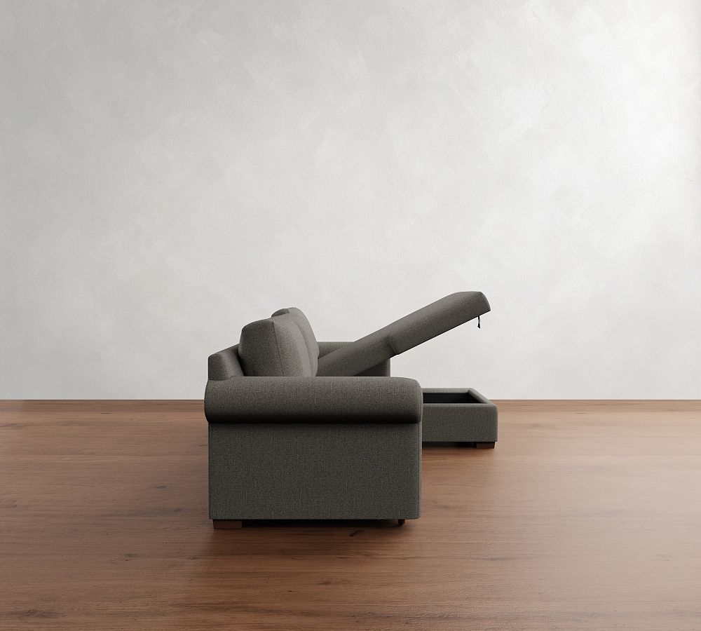 Pottery Barn Shasta Roll Arm Trundle Chaise Sleeper Sectional - Storage Available (102")