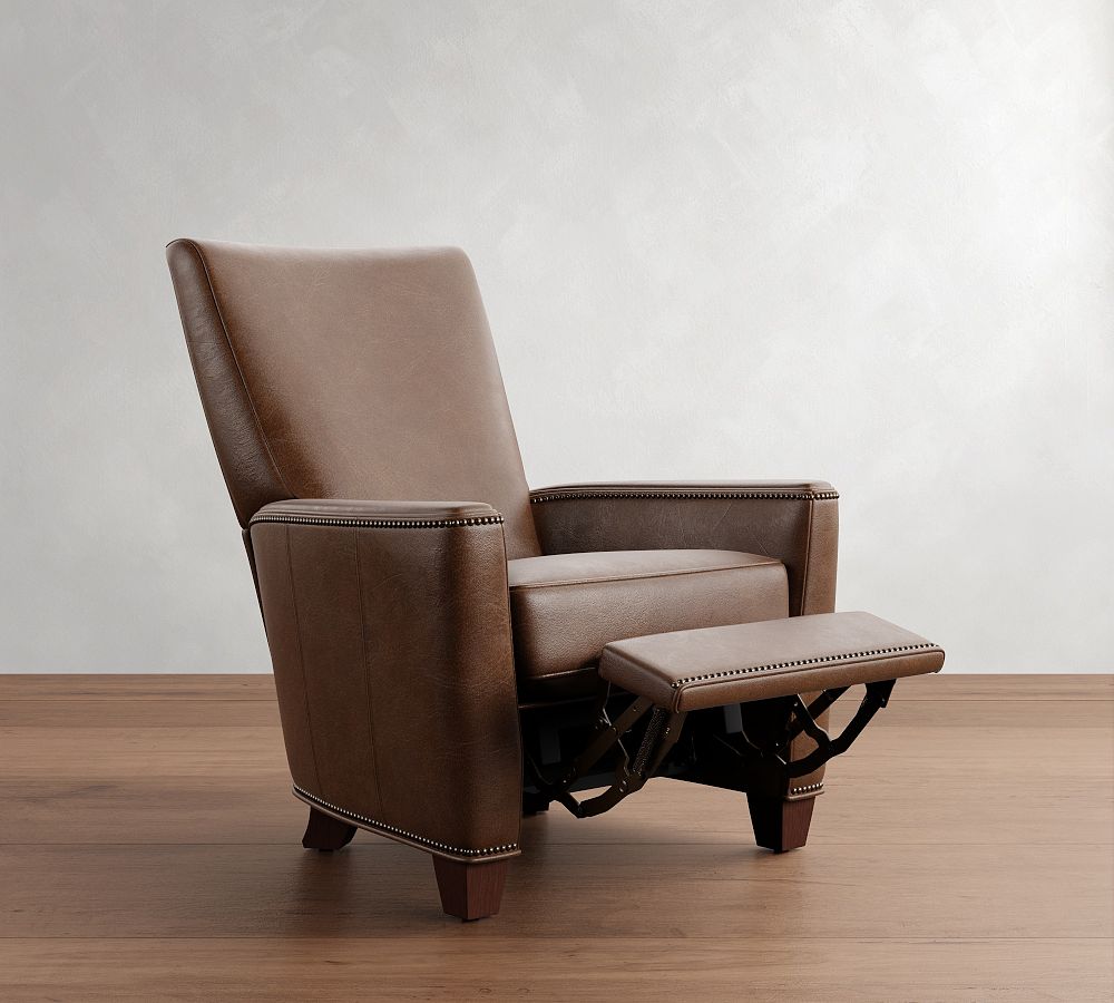 Pottery Barn Irving Square Arm Leather Manual & Power Recliner