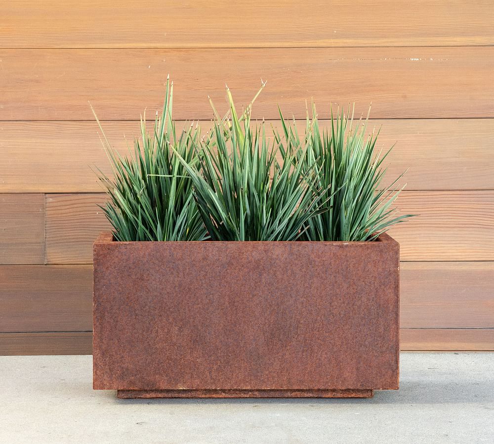 Pottery Barn Long Box Outdoor Planters - Corten Steel