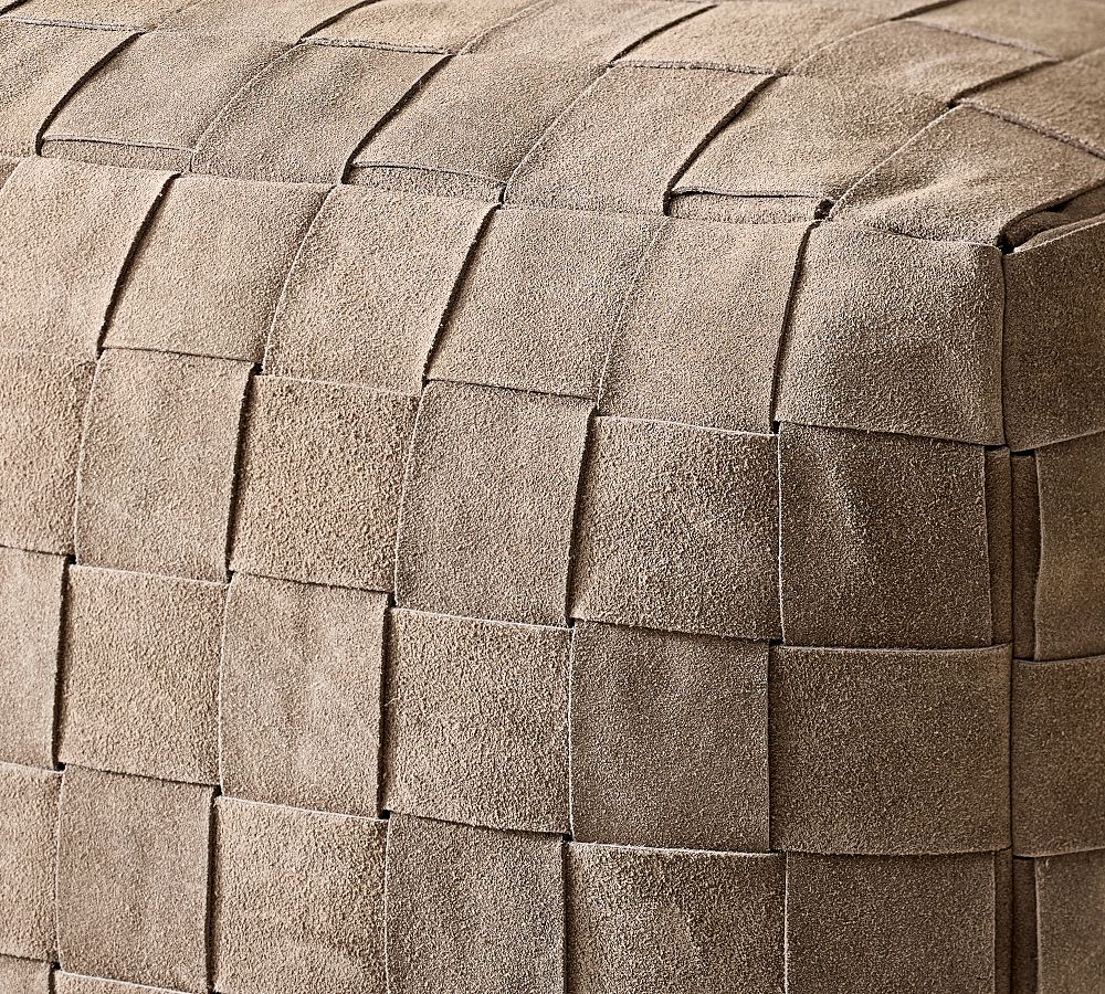 Pottery Barn Suede Basketweave Pouf