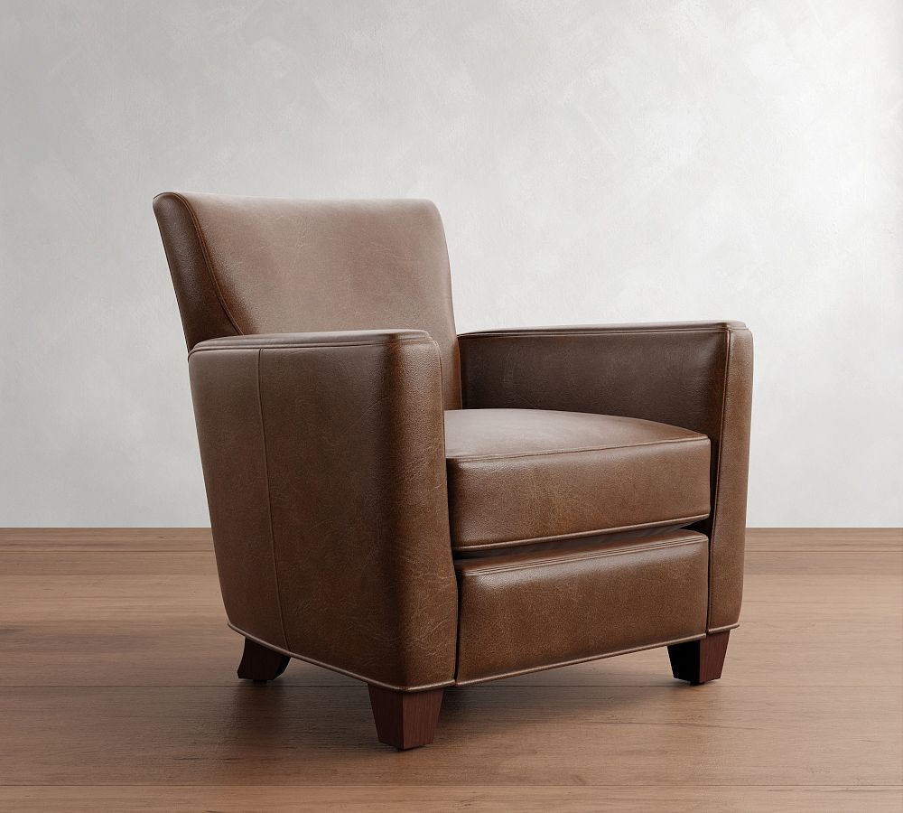 Pottery Barn Irving Square Arm Leather Manual & Power Recliner