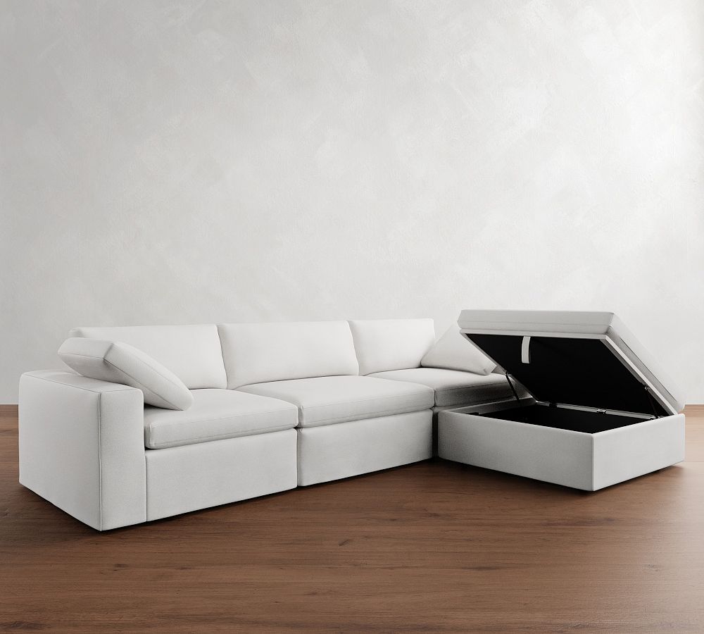 Pottery Barn Dream Wide Arm Slipcovered Modular Chaise Sectional - Storage Available (129"&ndash;172")
