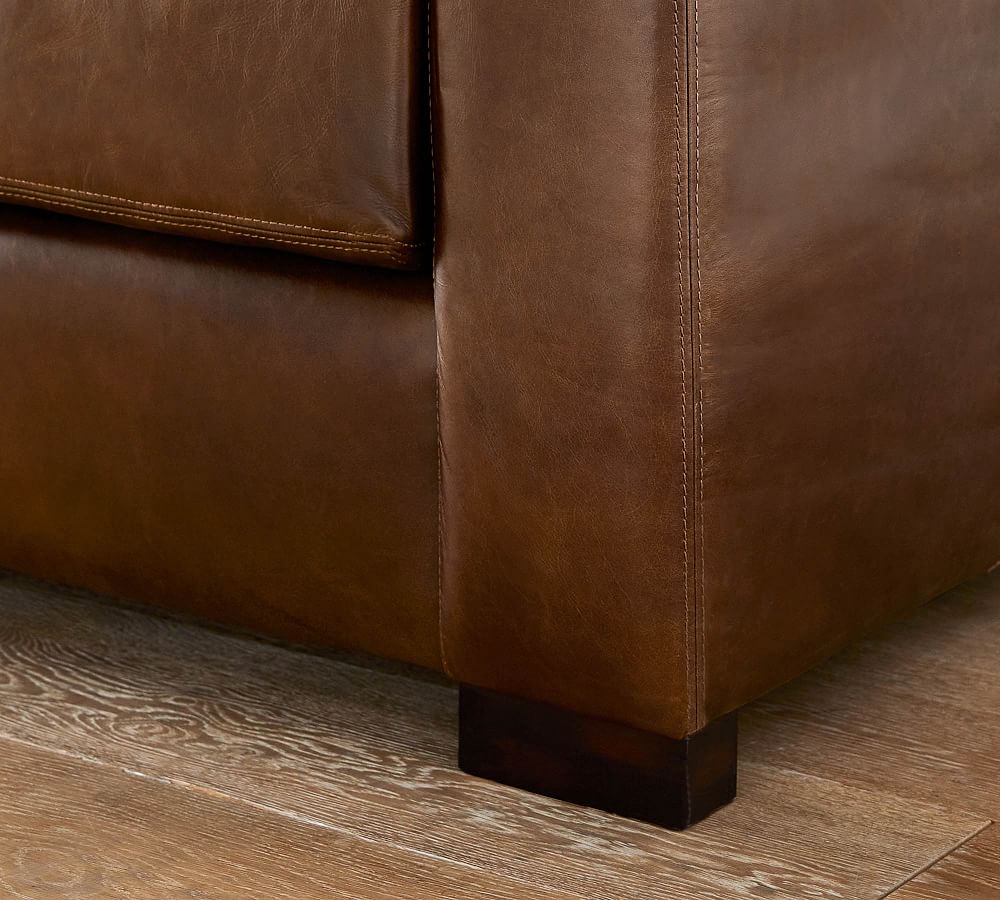 Pottery Barn Turner Square Arm Leather 3-Piece L-Shaped Sectional (106"&ndash;111")