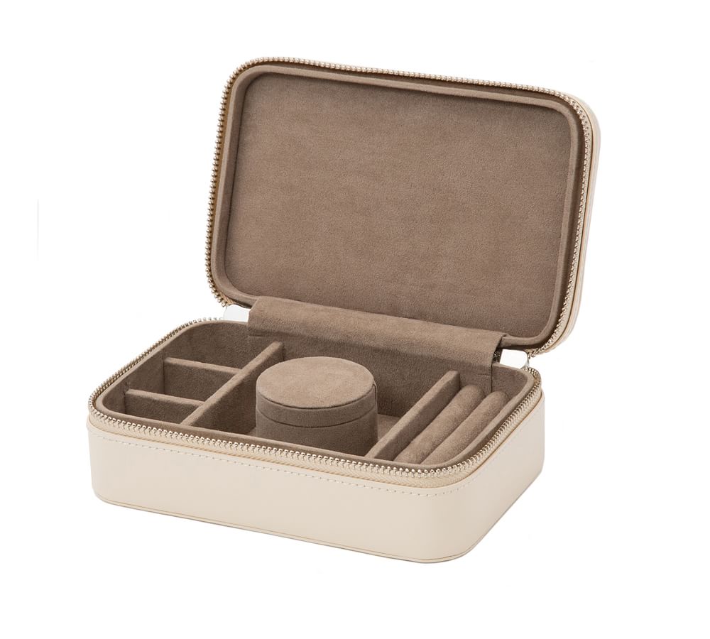 Pottery Barn Sophia Square Zip Leather Jewelry Case