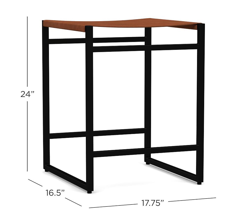 Pottery Barn Hardy Backless Leather Stool