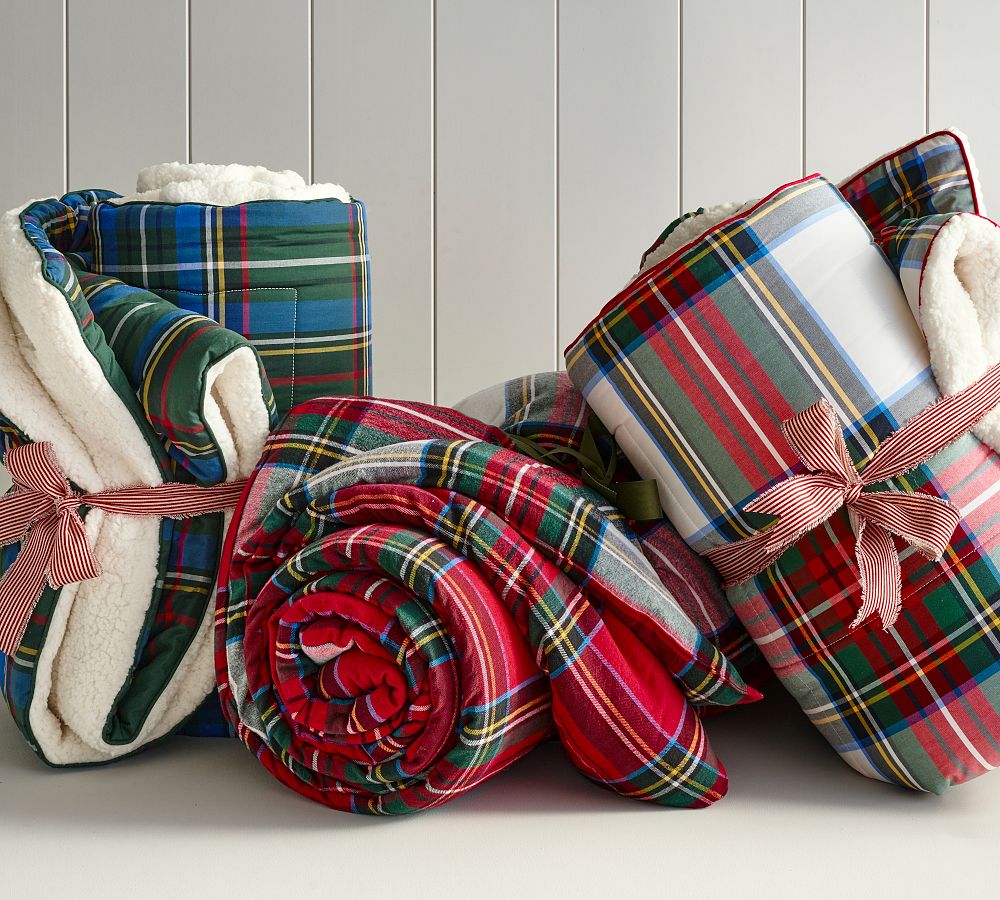 Pottery Barn Stewart Plaid Flannel Reversible Comforter