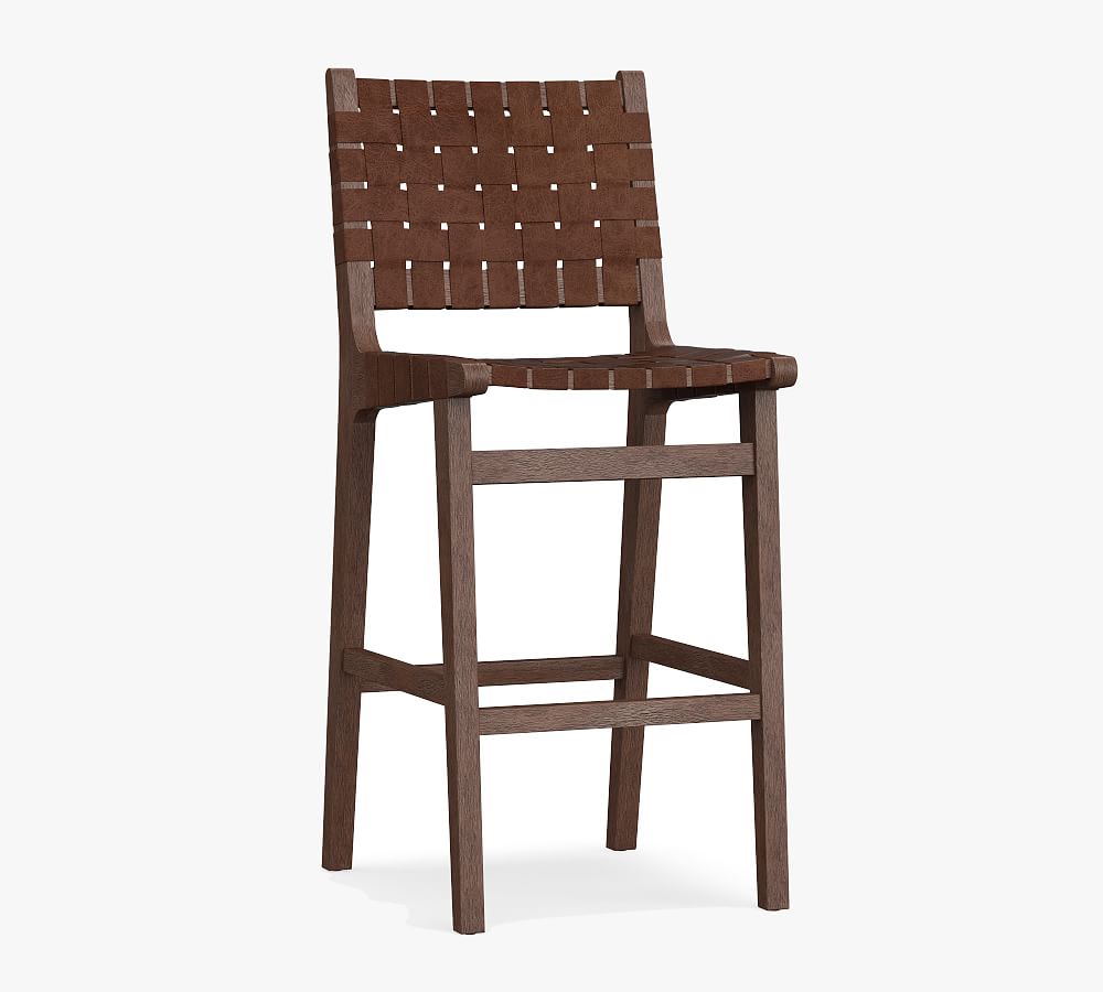 Pottery Barn Fenton Woven Leather Stool