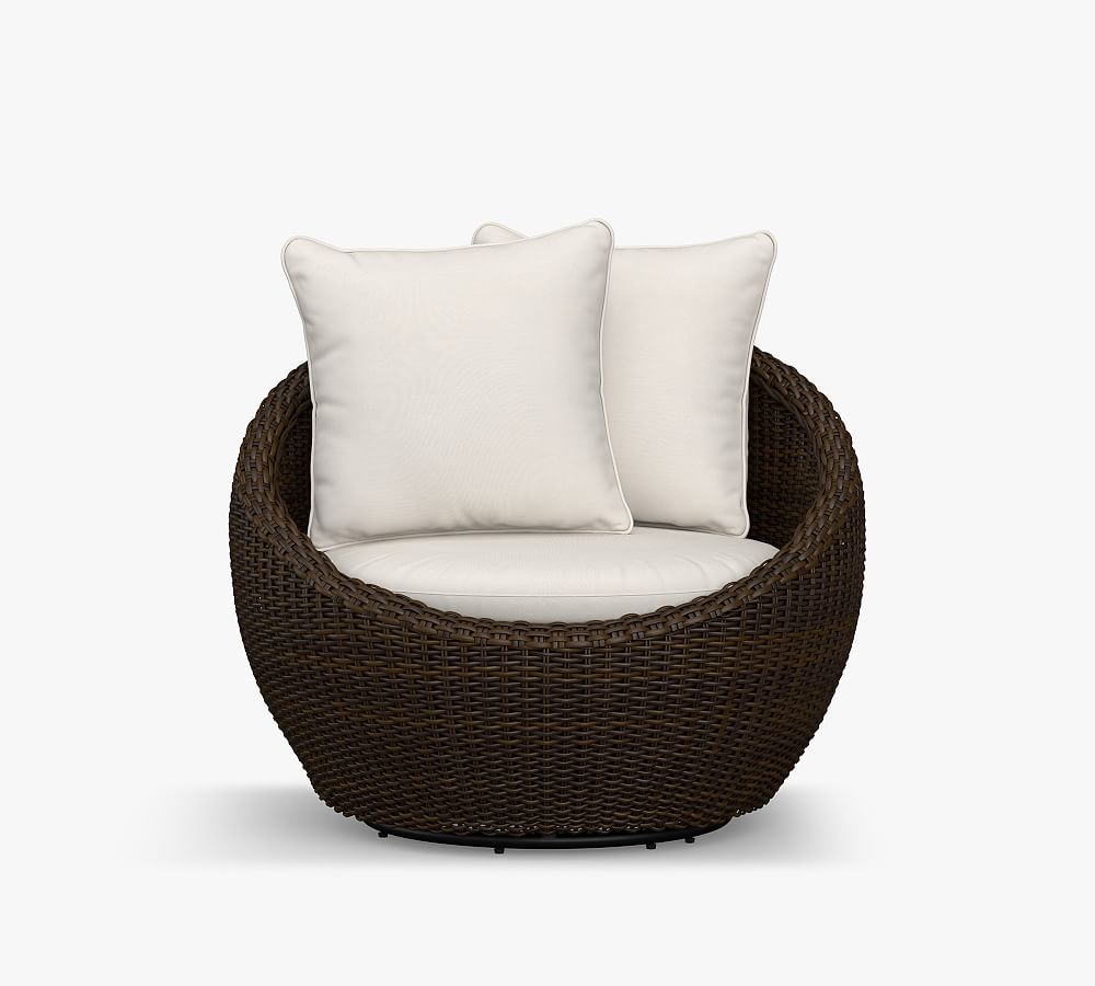 Pottery Barn Torrey Wicker Papasan Swivel Outdoor Lounge Chair