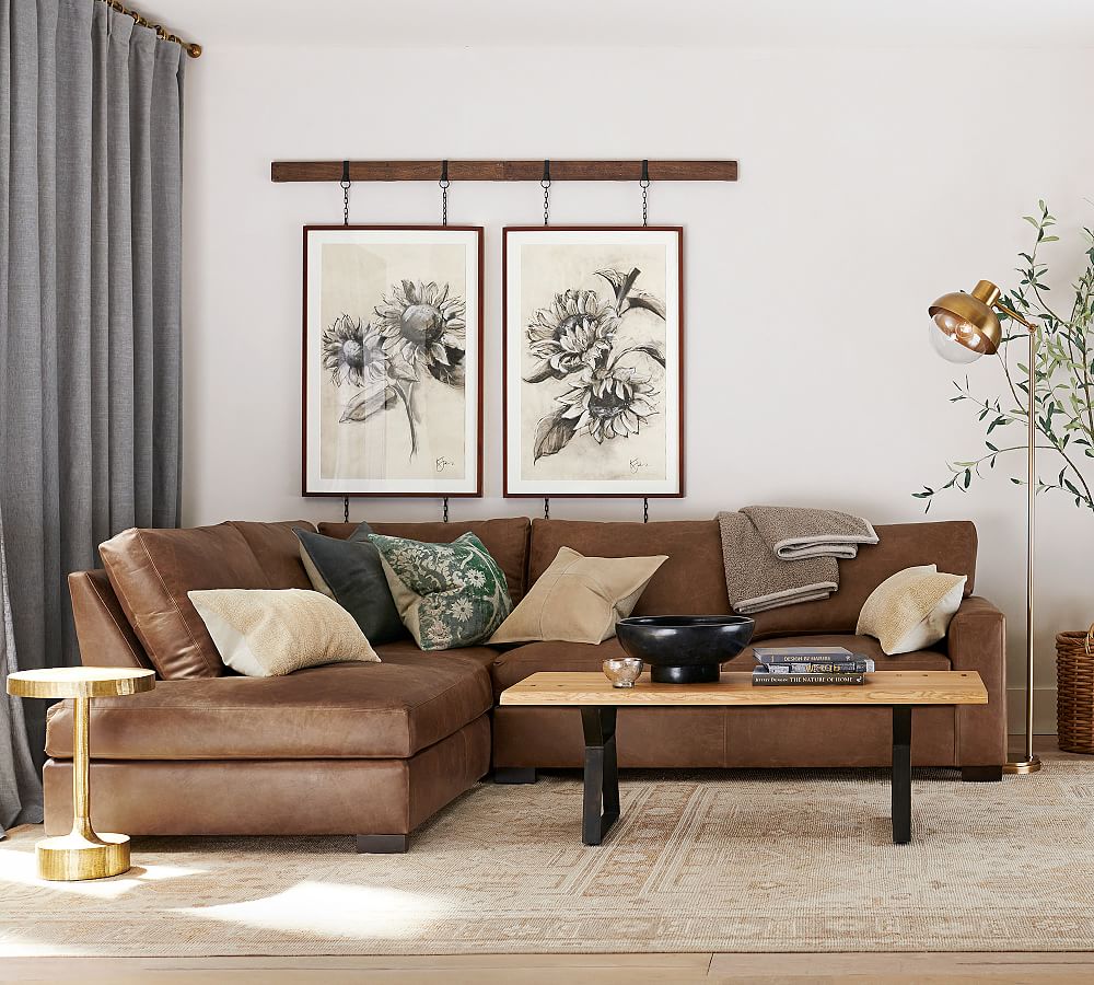 Pottery Barn Turner Square Arm Leather Return Bumper Sectional (106"&ndash;125")