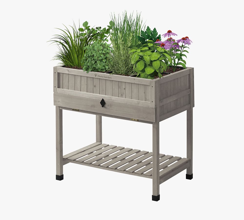 Pottery Barn Cedar 8-Pocket Herb Garden Bed