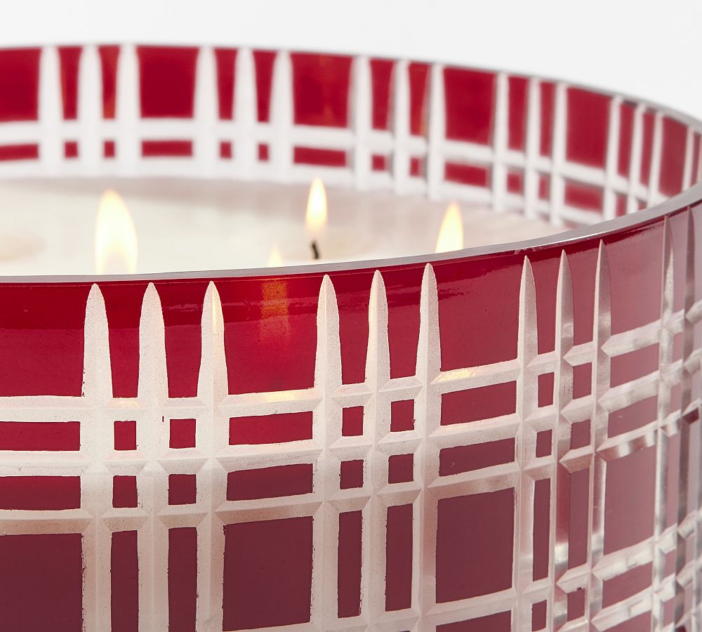 Pottery Barn Stewart Plaid Candle - Winter Berry