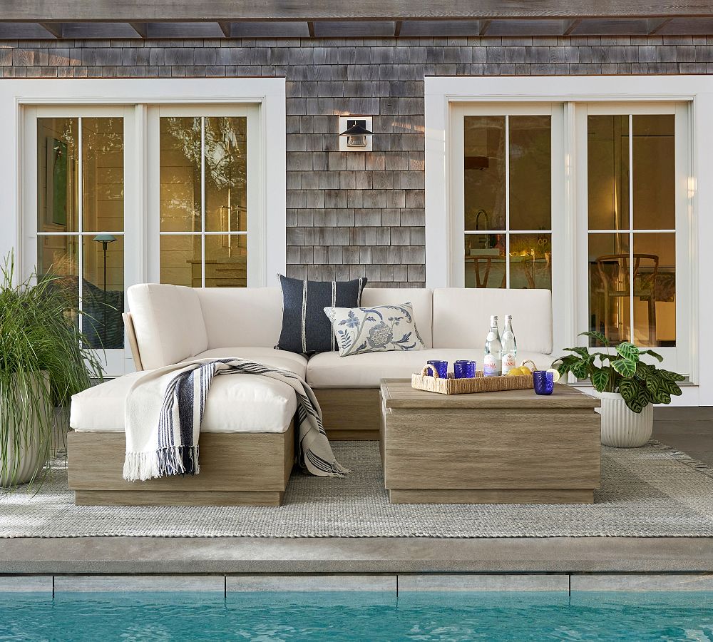 Pottery Barn Indio Eucalyptus Modern Platform 5-Piece Sectional Set (90")