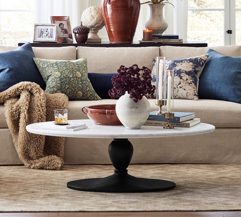 Pottery Barn Chapman Oval Marble Coffee Table (52")