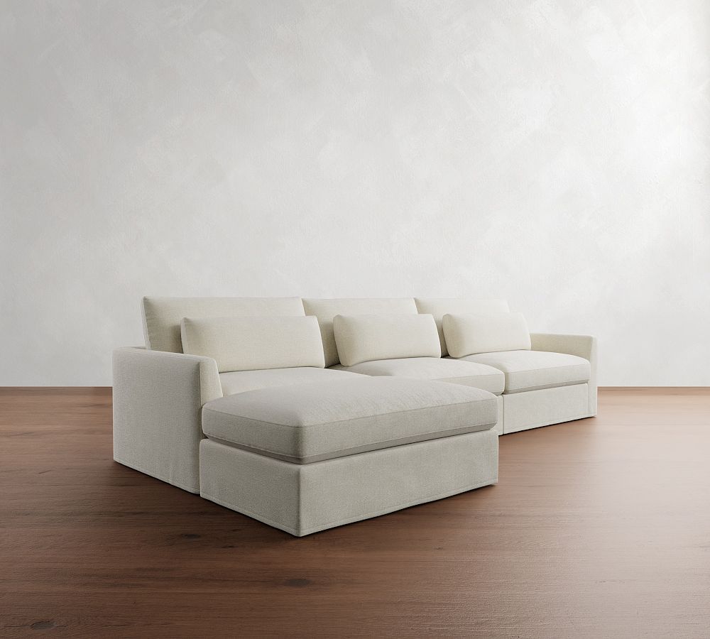 Pottery Barn Westwood Fin Arm Slipcovered Modular Chaise Sectional (142")