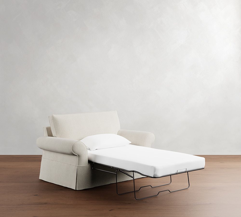 Pottery Barn Pearce Roll Arm Slipcovered Twin Sleeper Sofa with Memory Foam Mattress (64")