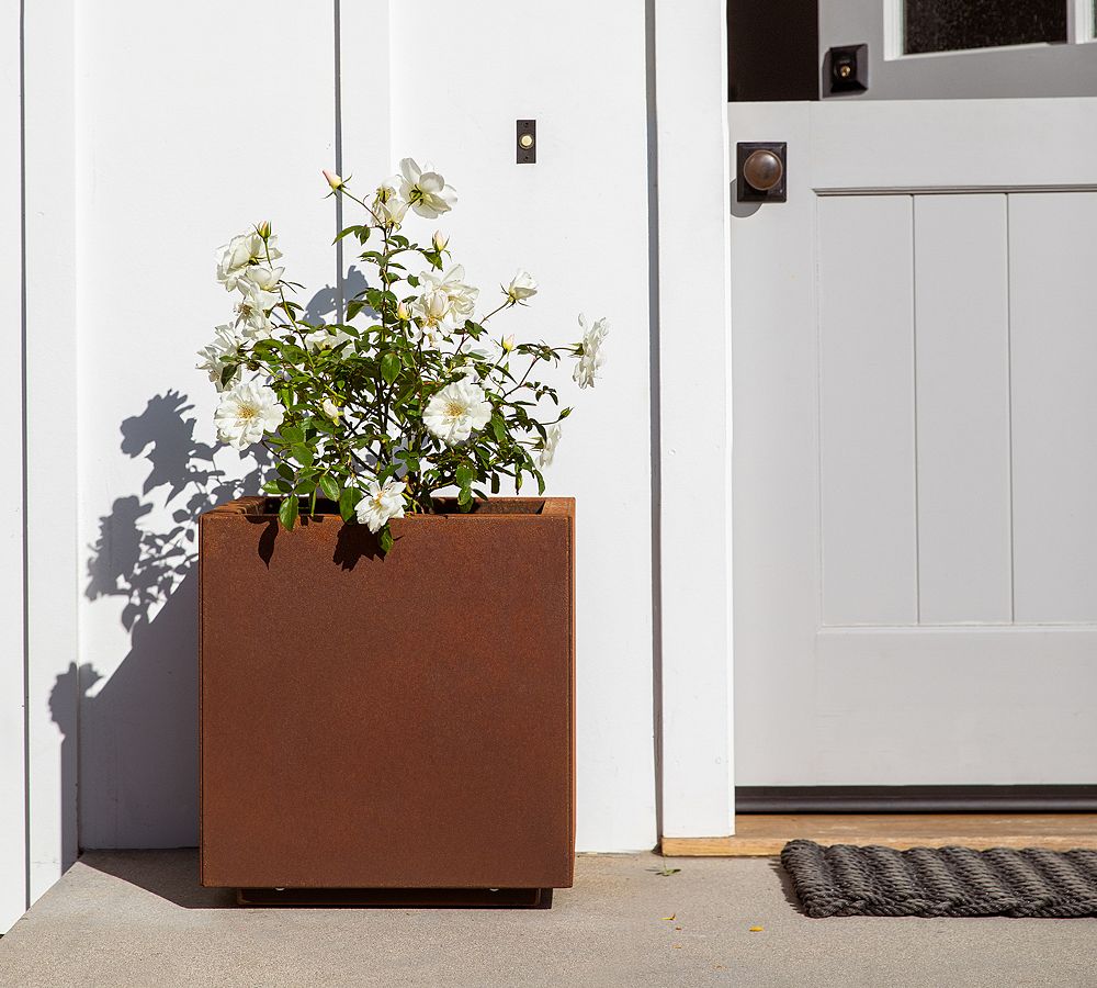 Pottery Barn Cube Outdoor Planters - Corten Steel