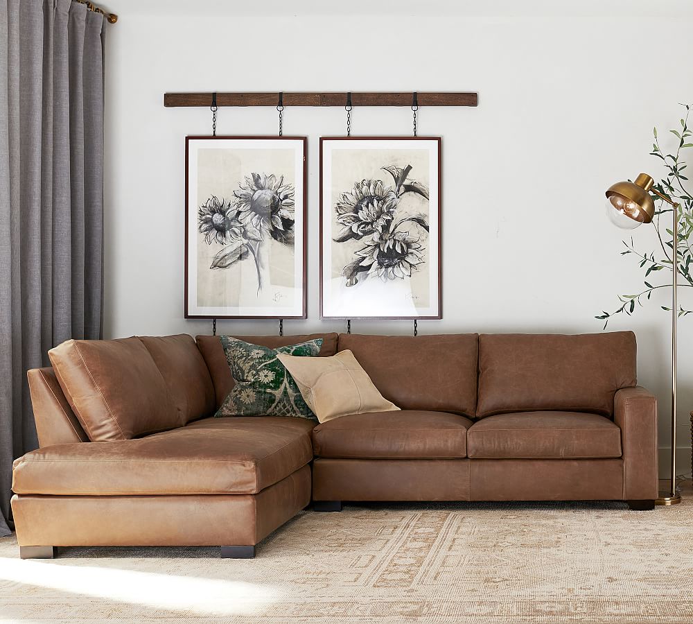 Pottery Barn Turner Square Arm Leather Return Bumper Sectional (106"&ndash;125")