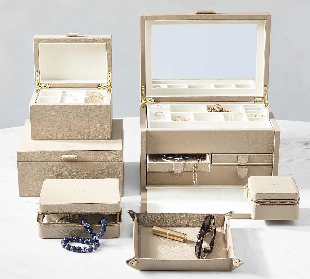 Pottery Barn Quinn Leather Jewelry Storage Collection - Foil Debossed