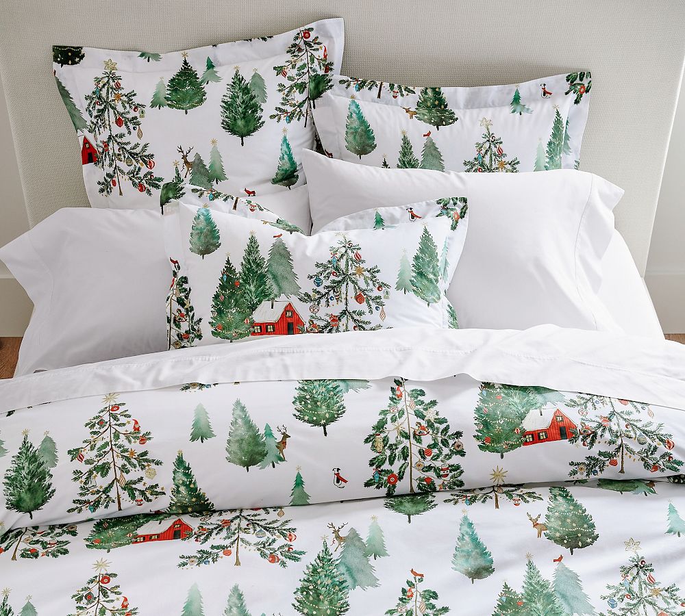 Pottery Barn Christmas in the Country Percale Duvet Cover
