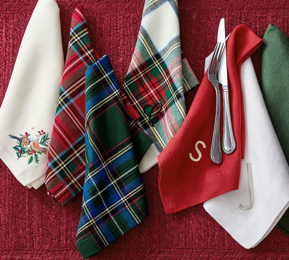 Pottery Barn Stewart Plaid Cotton Napkins - Set of 4