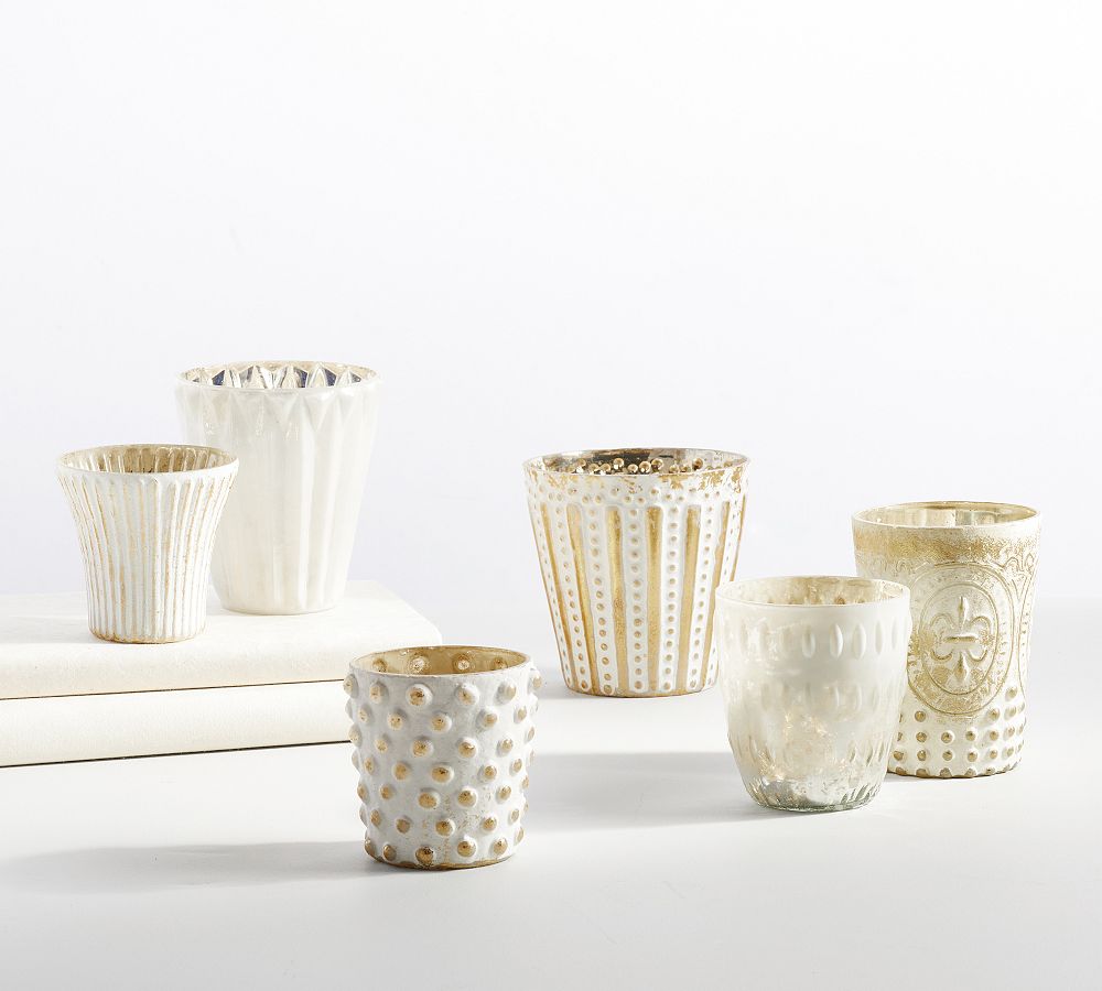 Pottery Barn Eclectic Mercury Glass Votive Holders, Set of 6
