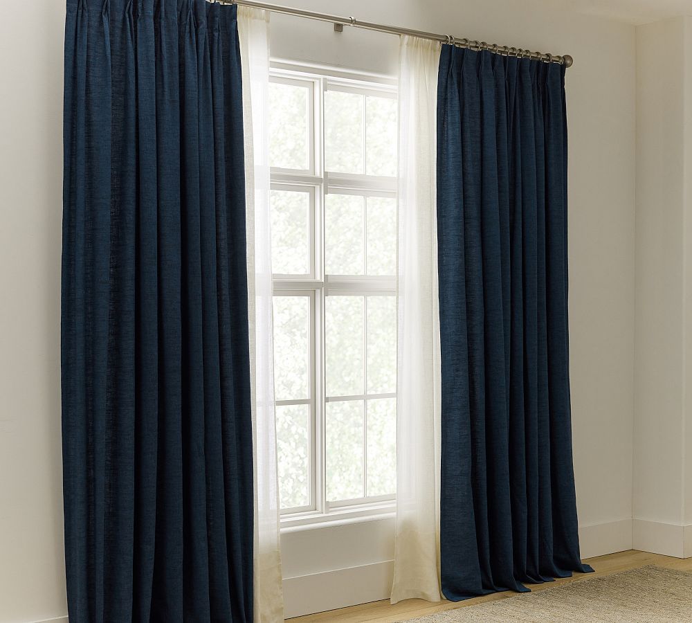 Pottery Barn Emery Linen Pinch Pleat Blackout Curtain