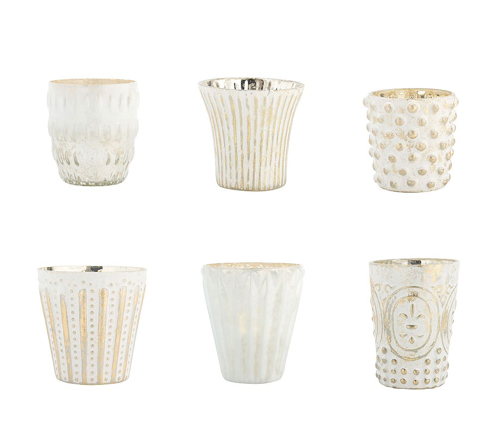 Pottery Barn Eclectic Mercury Glass Votive Holders, Set of 6