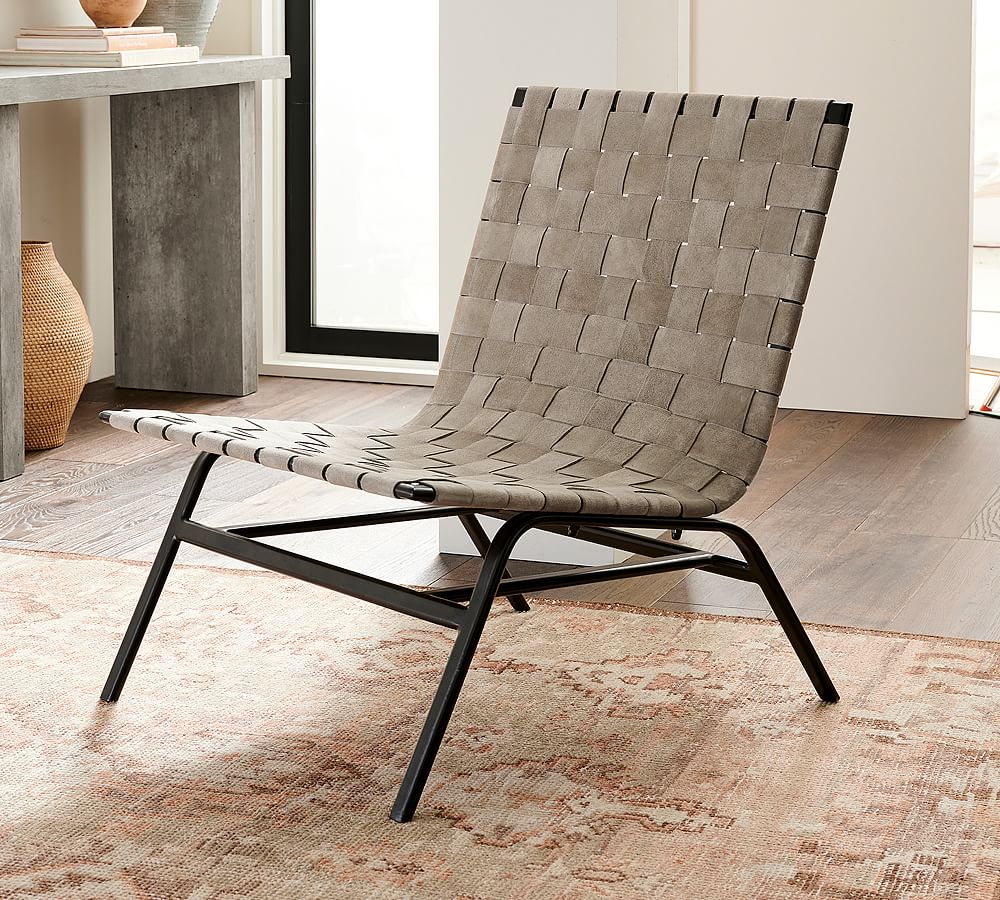 Pottery Barn Shay Woven Leather Accent Chair