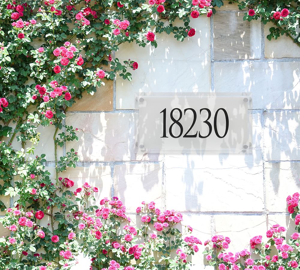 Pottery Barn Frosted Beveled Crystal trajan Engraved Address Sign