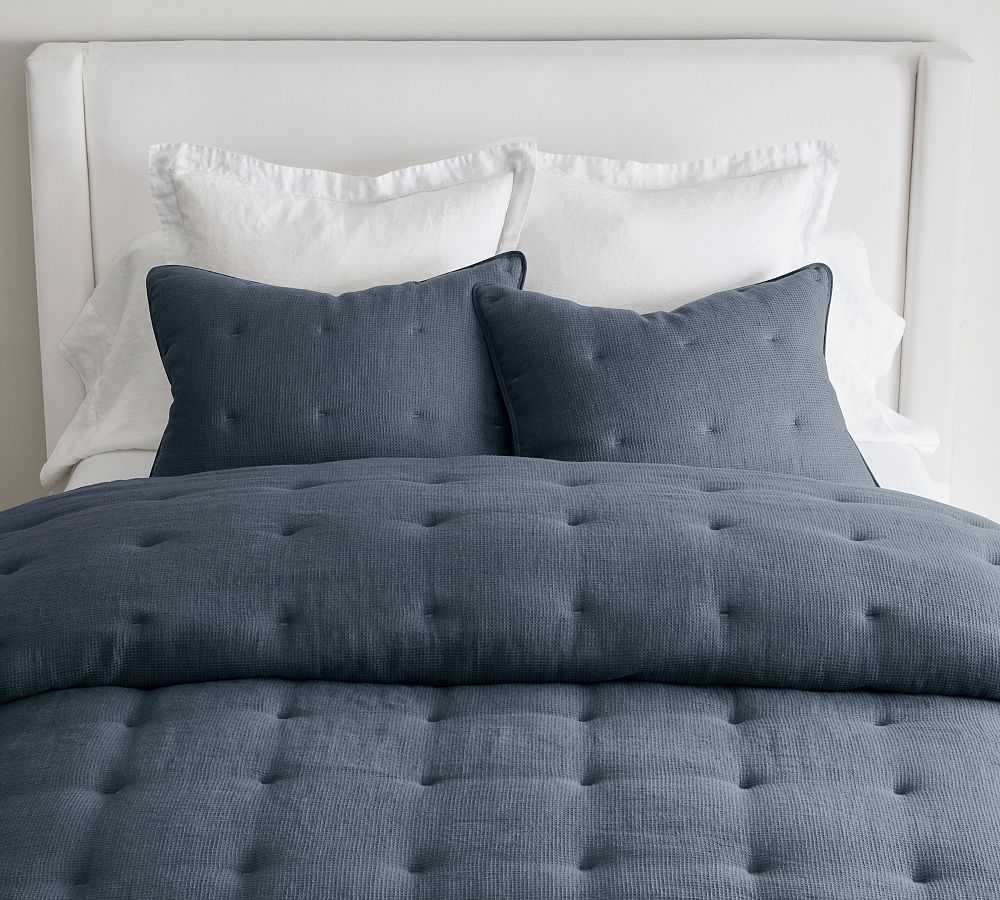 Pottery Barn European Flax Linen Tufted Waffle Comforter Sham