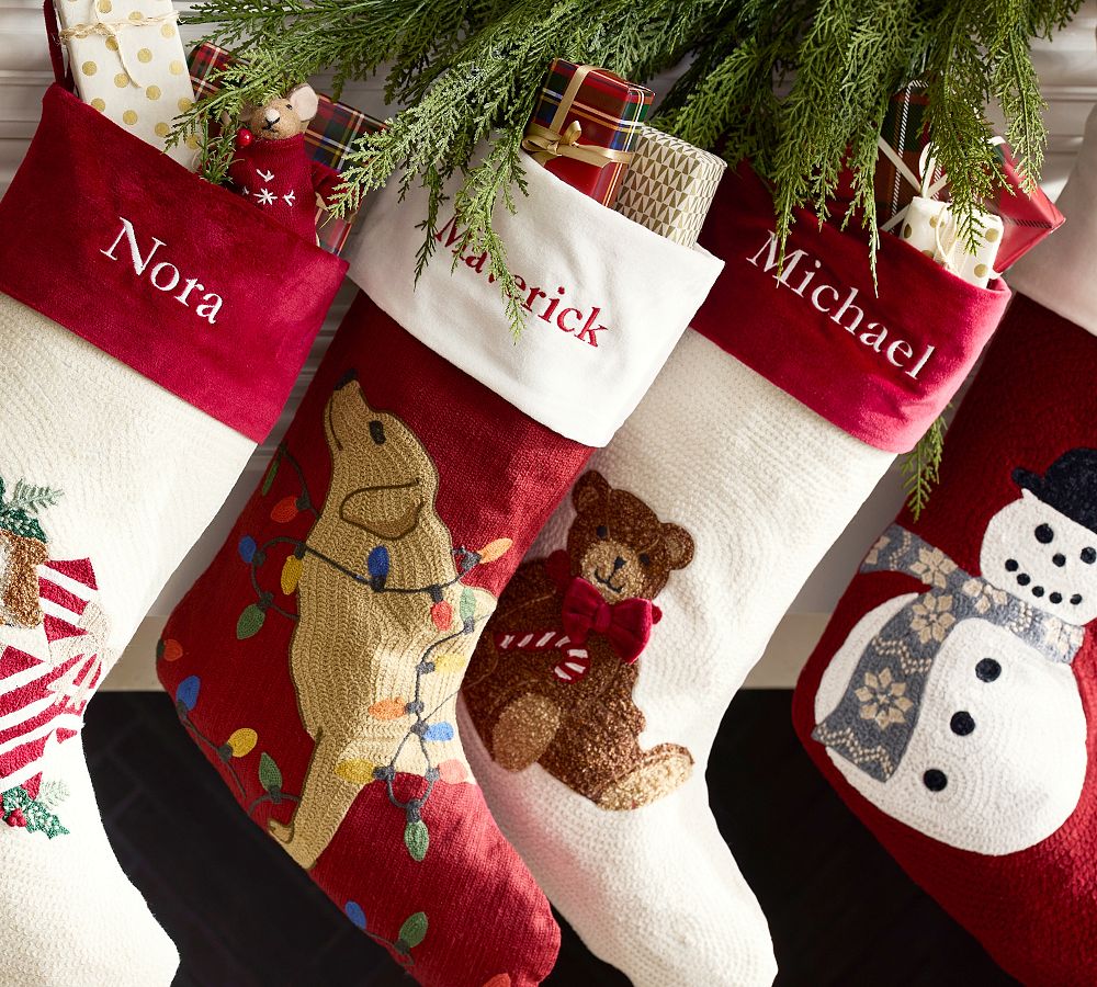 Pottery Barn Holiday Icons Crewel Stockings
